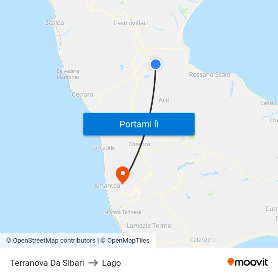 Terranova Da Sibari to Lago map