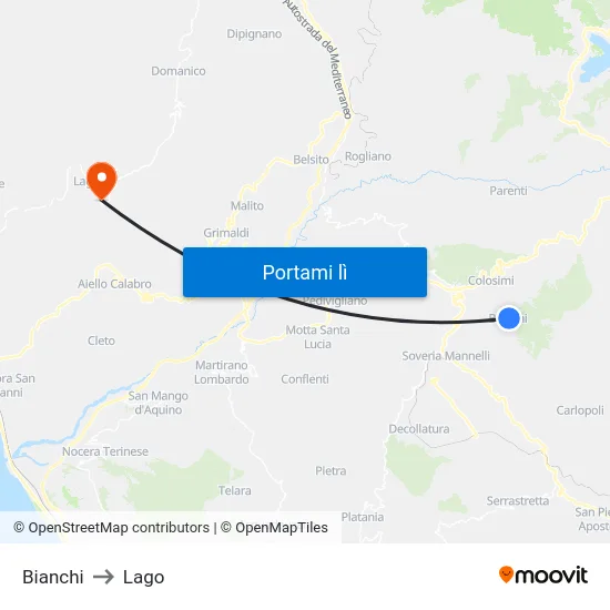 Bianchi to Lago map