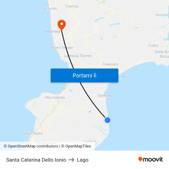 Santa Caterina Dello Ionio to Lago map