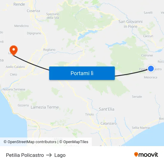 Petilia Policastro to Lago map