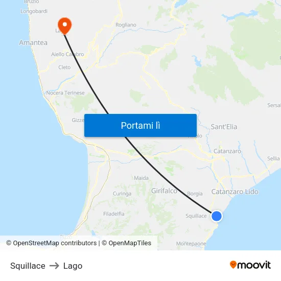 Squillace to Lago map