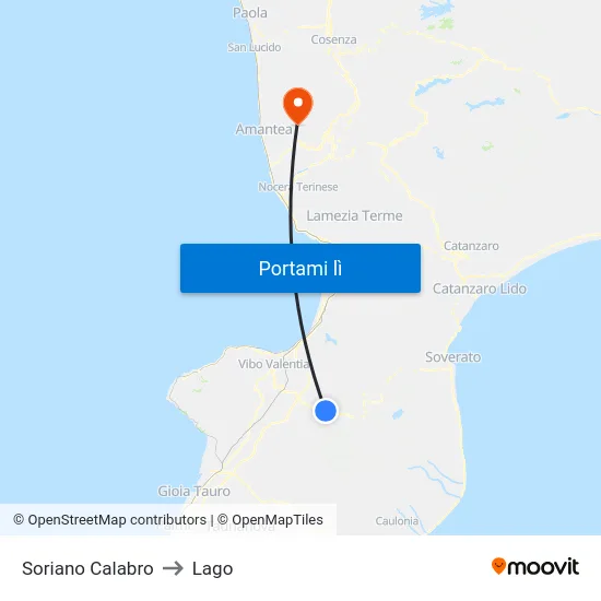 Soriano Calabro to Lago map