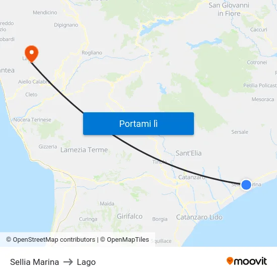 Sellia Marina to Lago map