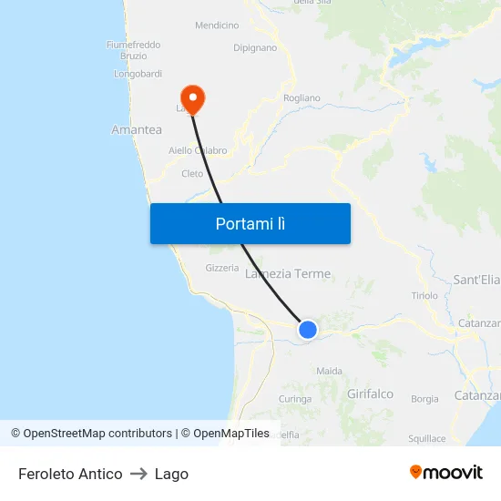 Feroleto Antico to Lago map