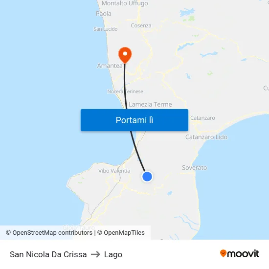San Nicola Da Crissa to Lago map