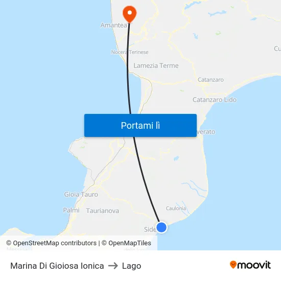 Marina Di Gioiosa Ionica to Lago map