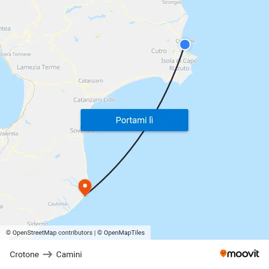 Crotone to Camini map