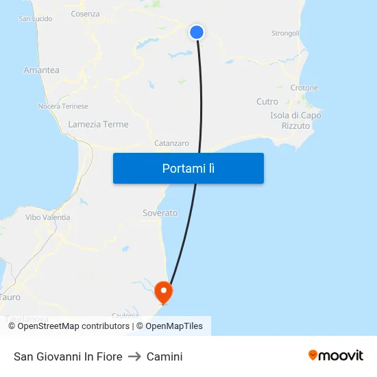 San Giovanni In Fiore to Camini map