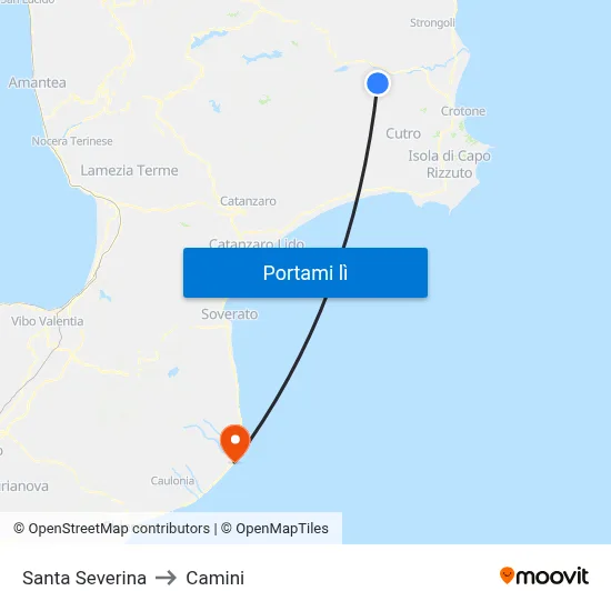 Santa Severina to Camini map