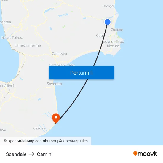 Scandale to Camini map