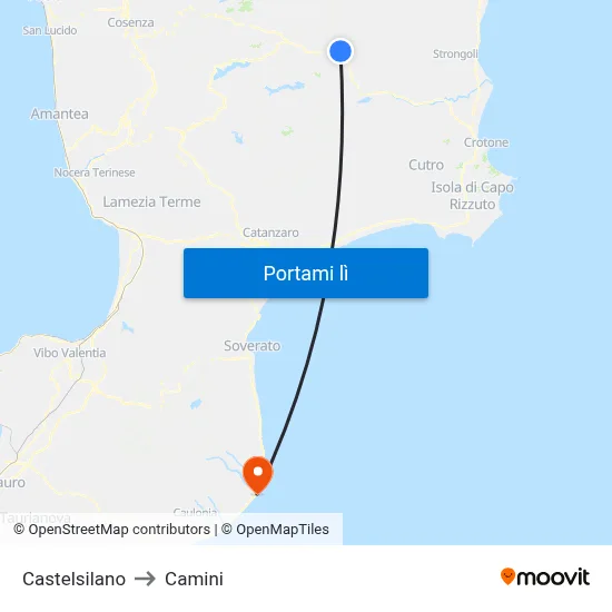 Castelsilano to Camini map