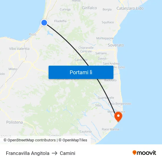 Francavilla Angitola to Camini map