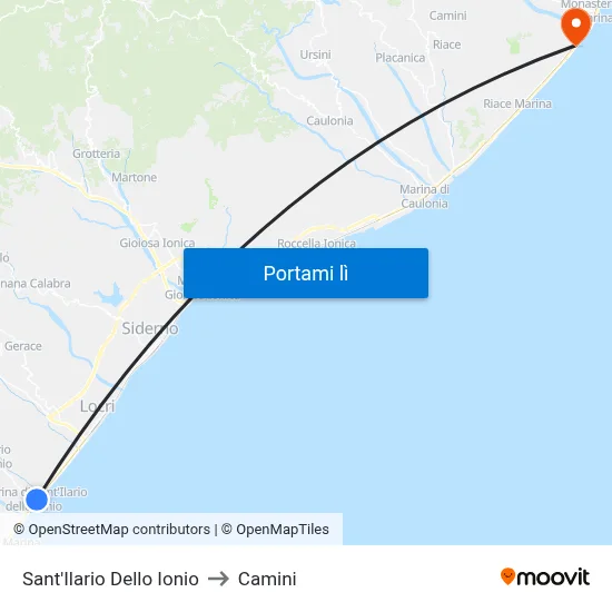 Sant'Ilario Dello Ionio to Camini map