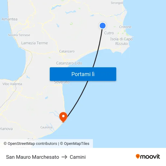 San Mauro Marchesato to Camini map