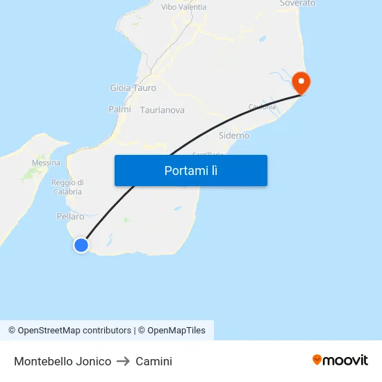 Montebello Jonico to Camini map