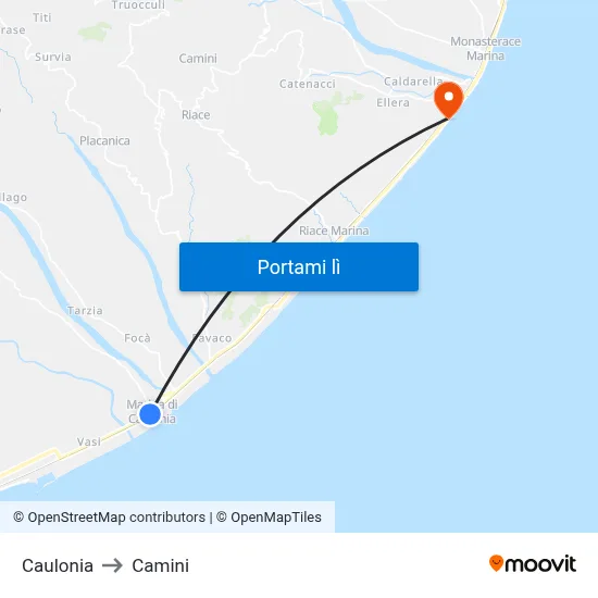 Caulonia to Camini map