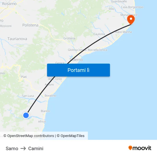 Samo to Camini map