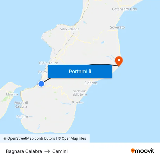 Bagnara Calabra to Camini map