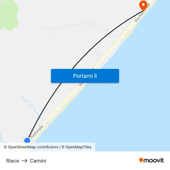 Riace to Camini map