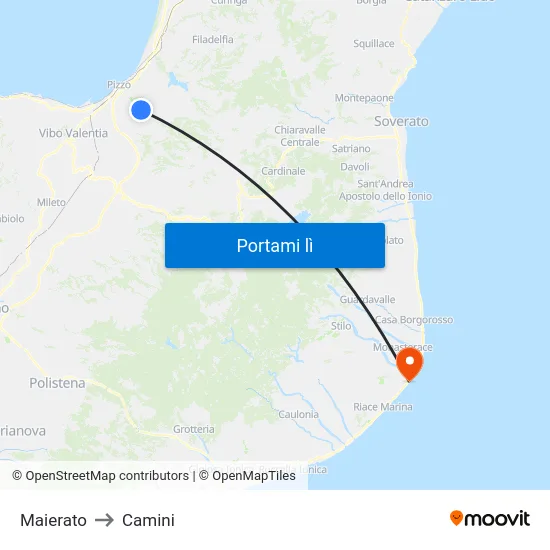 Maierato to Camini map
