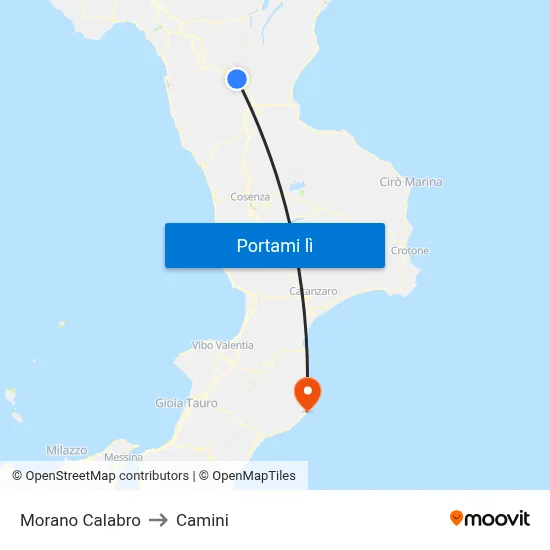 Morano Calabro to Camini map