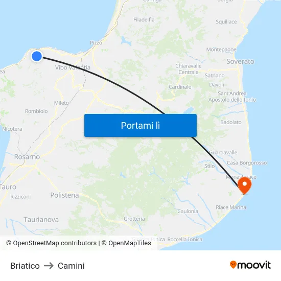 Briatico to Camini map