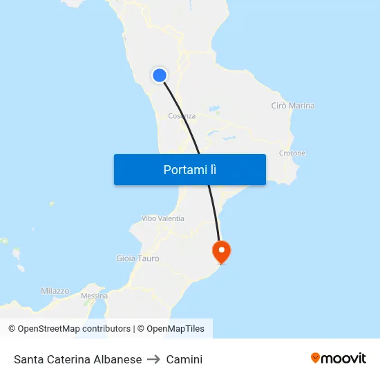 Santa Caterina Albanese to Camini map