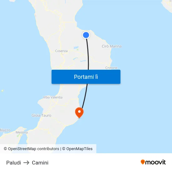 Paludi to Camini map