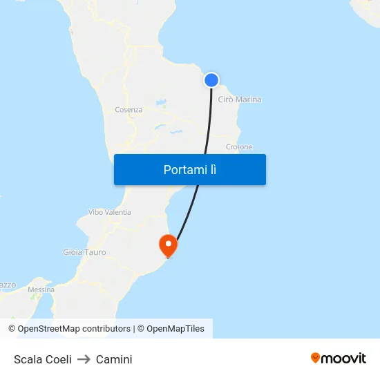 Scala Coeli to Camini map