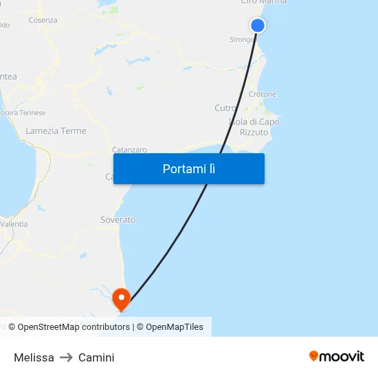 Melissa to Camini map