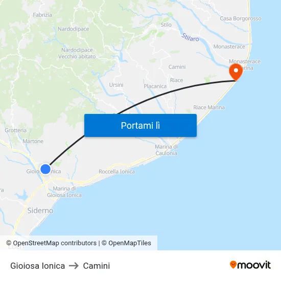 Gioiosa Ionica to Camini map