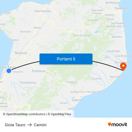 Gioia Tauro to Camini map