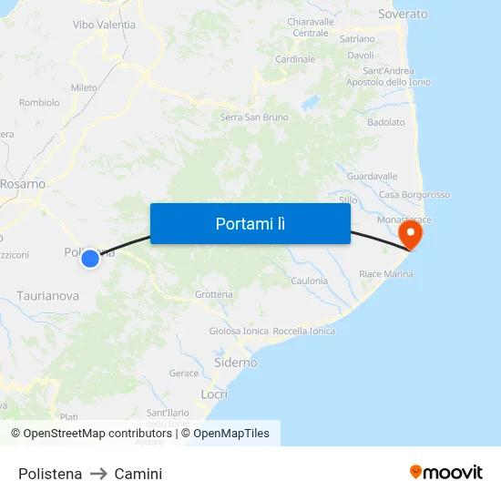 Polistena to Camini map