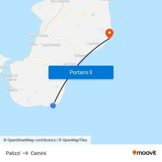 Palizzi to Camini map