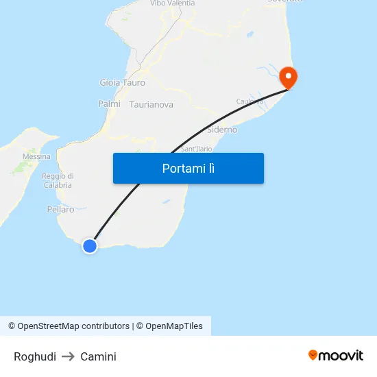 Roghudi to Camini map