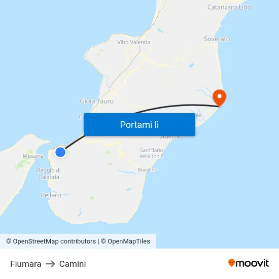 Fiumara to Camini map