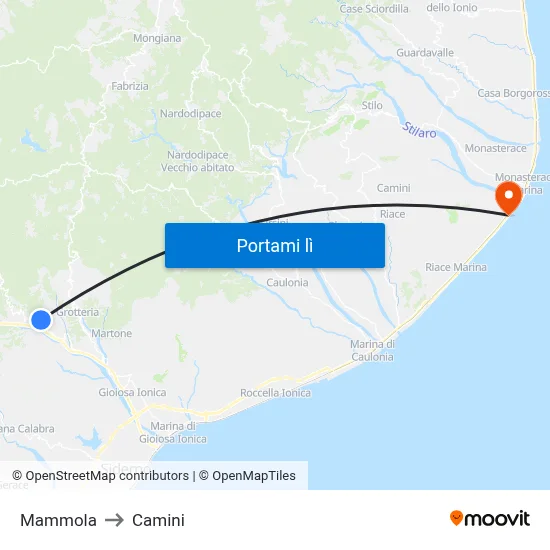 Mammola to Camini map