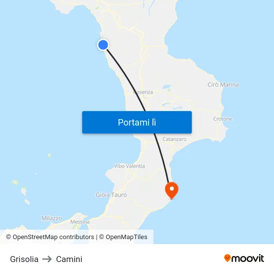 Grisolia to Camini map