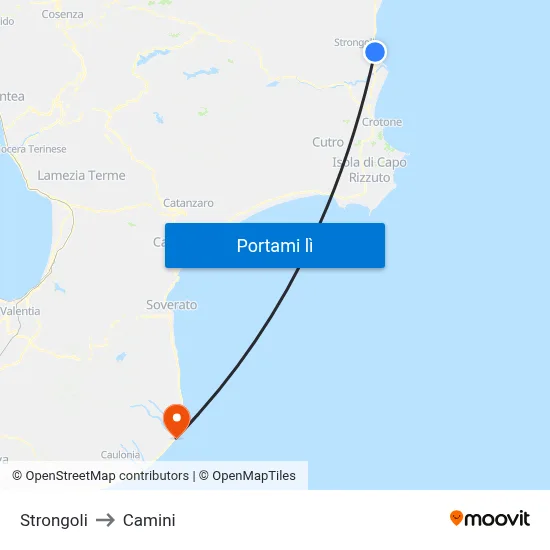 Strongoli to Camini map