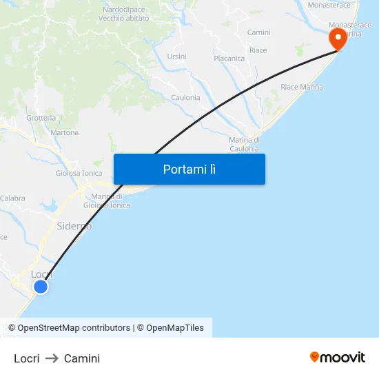 Locri to Camini map