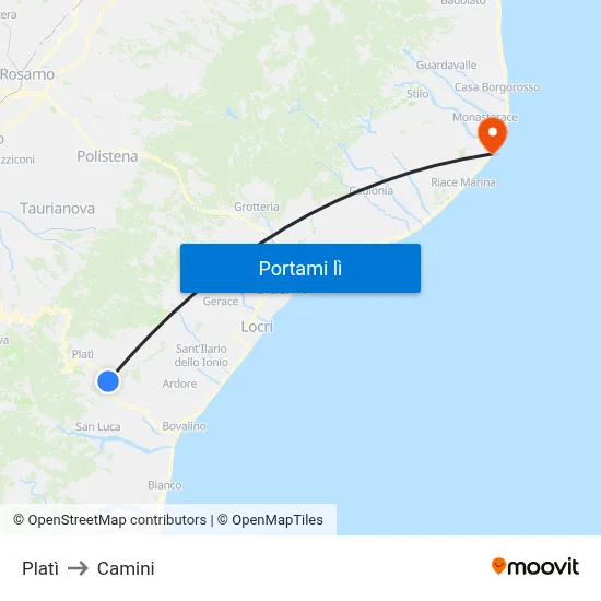 Platì to Camini map