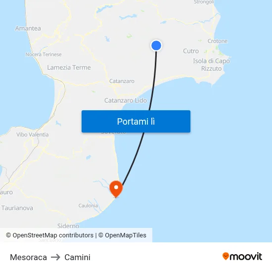 Mesoraca to Camini map
