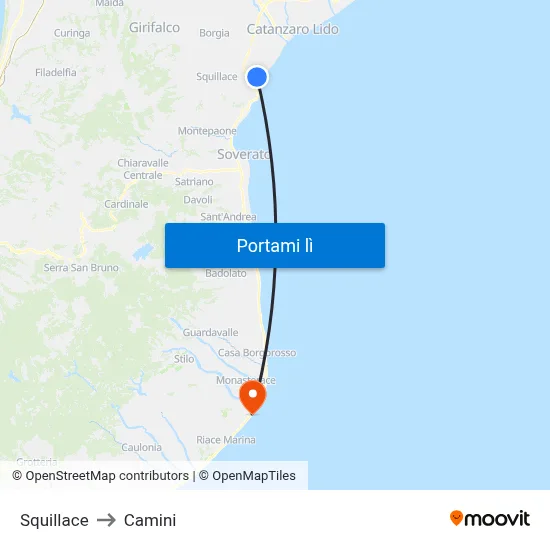 Squillace to Camini map
