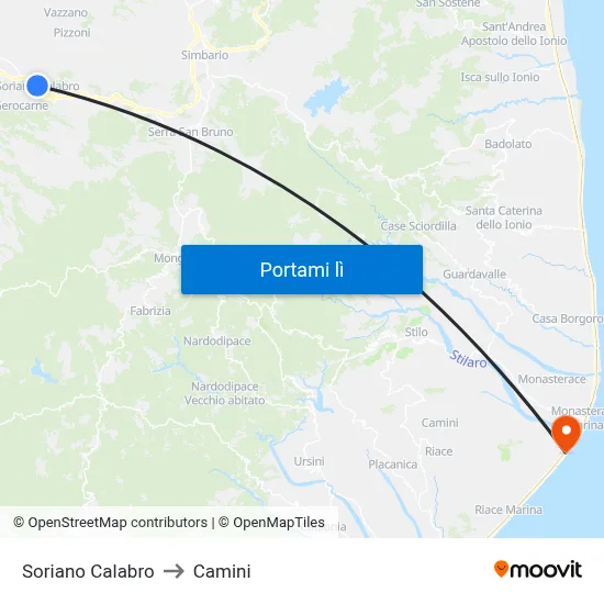 Soriano Calabro to Camini map