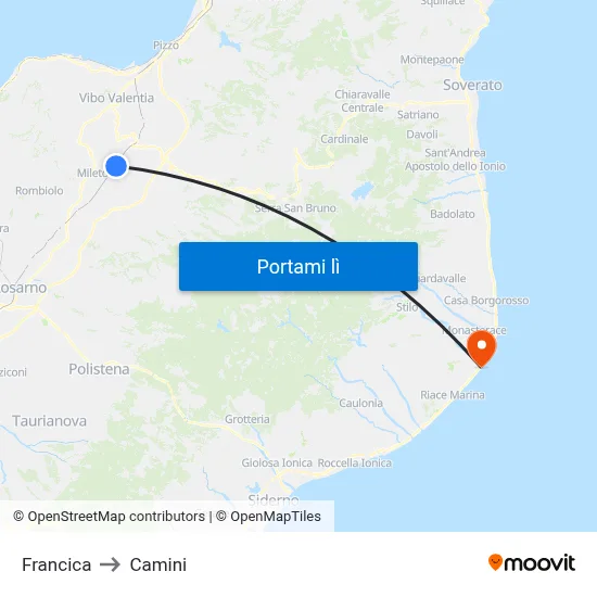 Francica to Camini map