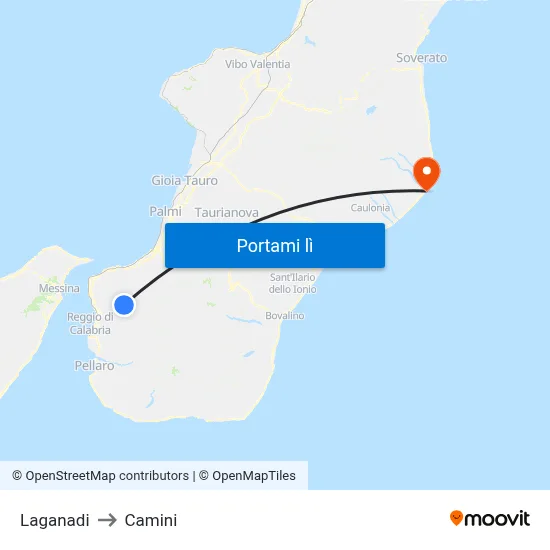 Laganadi to Camini map