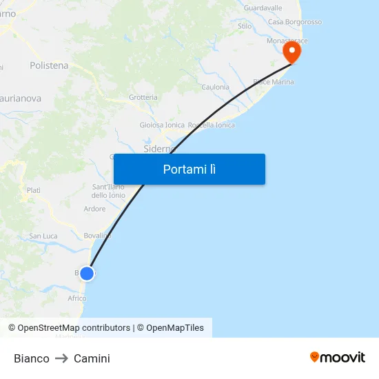 Bianco to Camini map