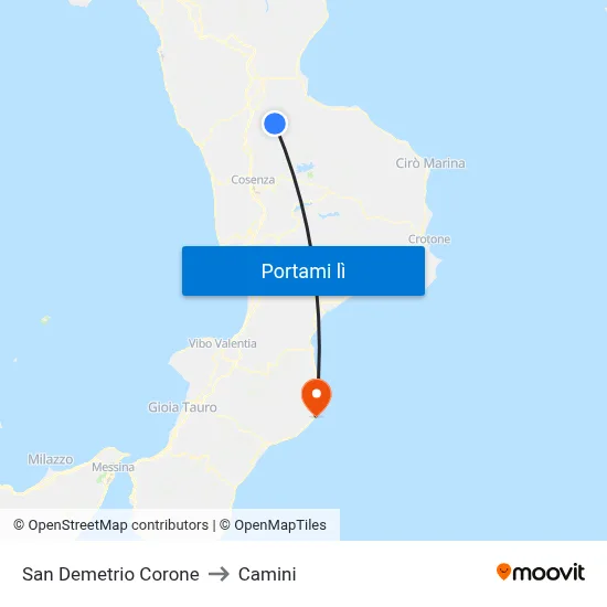 San Demetrio Corone to Camini map