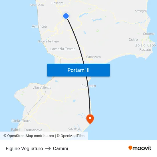 Figline Vegliaturo to Camini map
