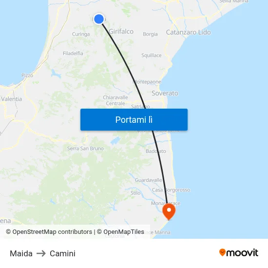 Maida to Camini map